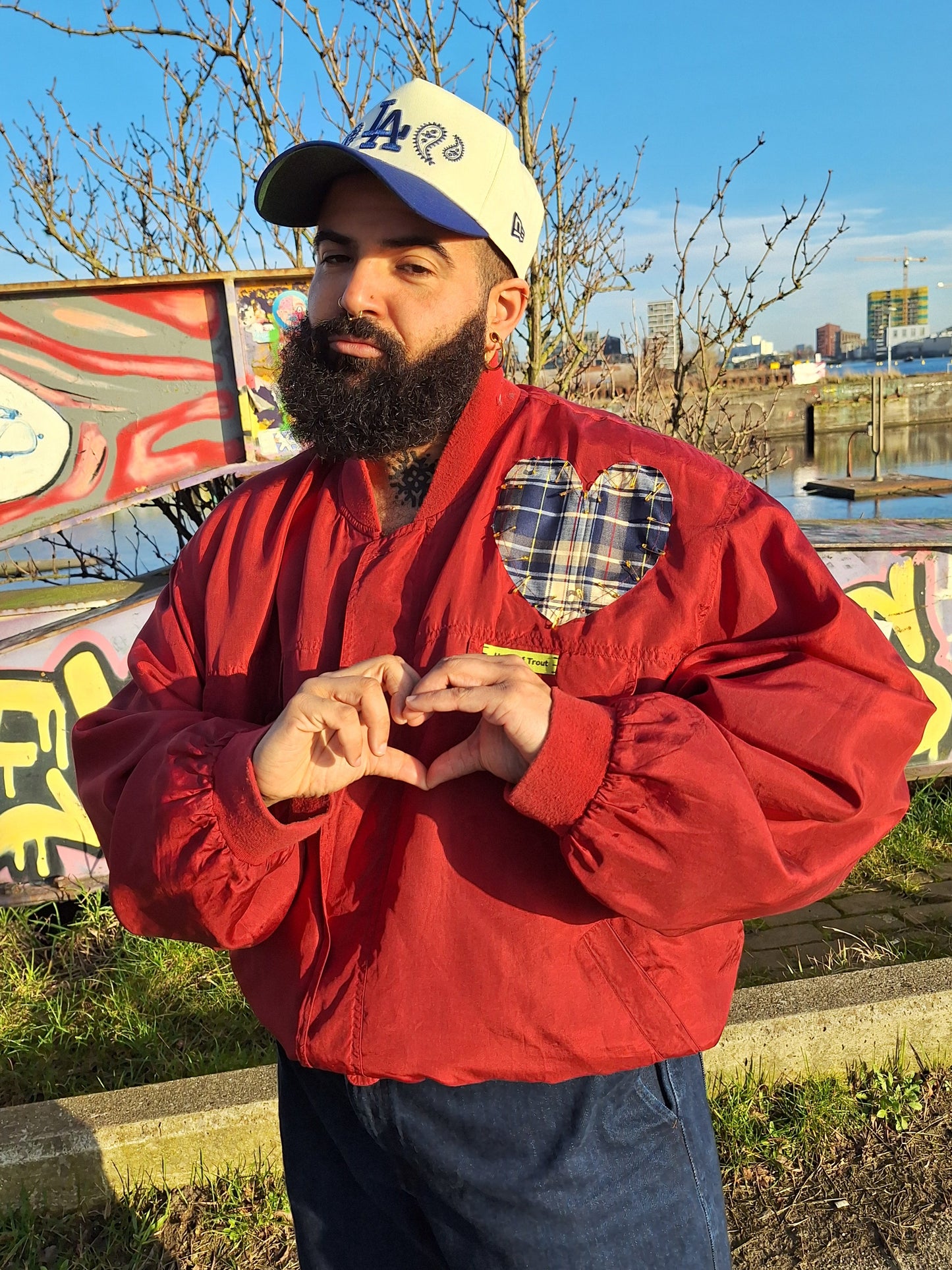 Pierced Heart Silk Bomber Jacket