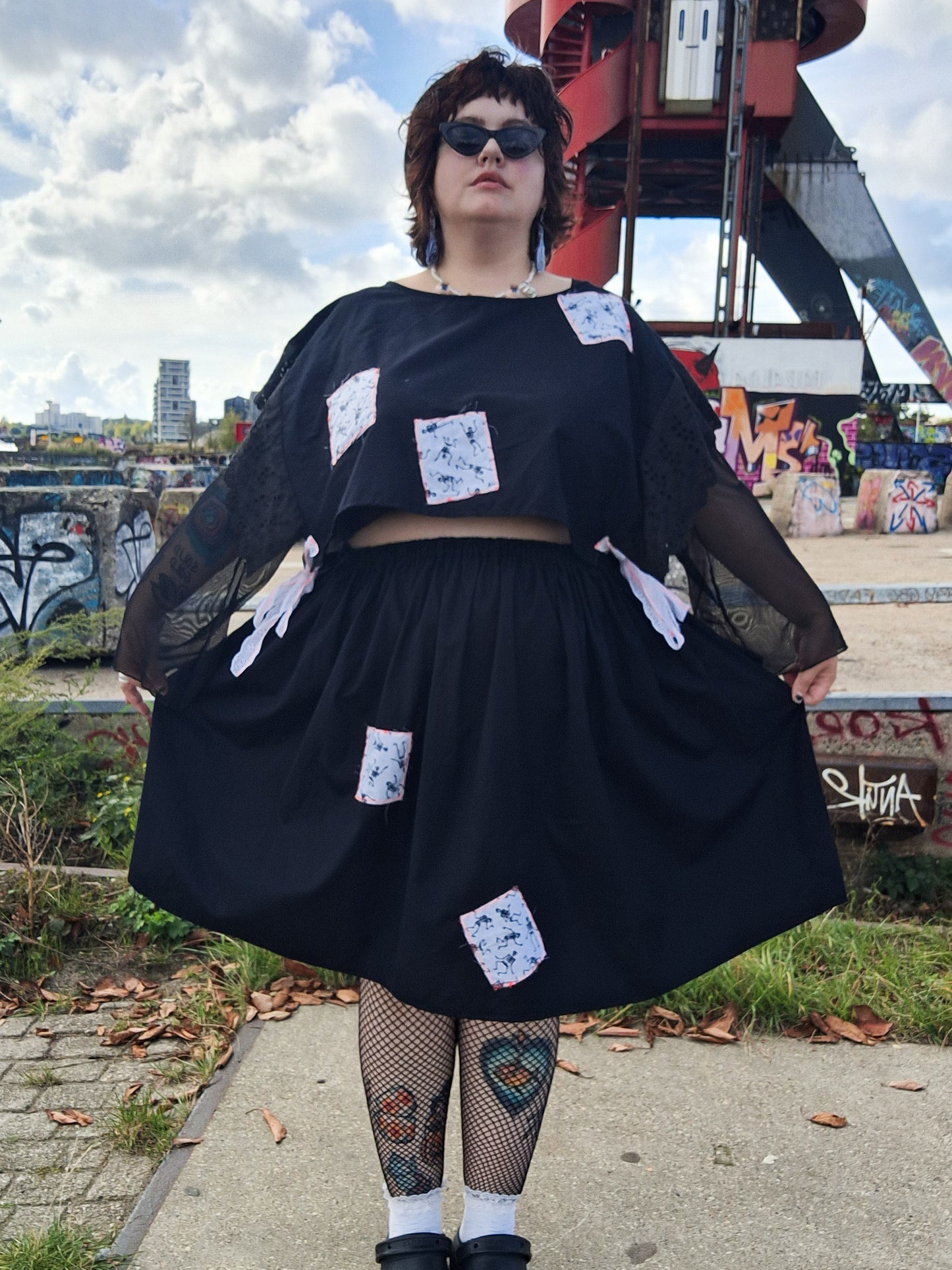 Spooky Skeletons Top and Skirt Set